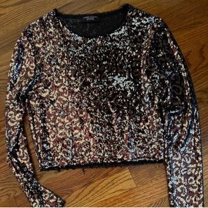 Zara Sequin Long Sleeve Top - Black and Gold
